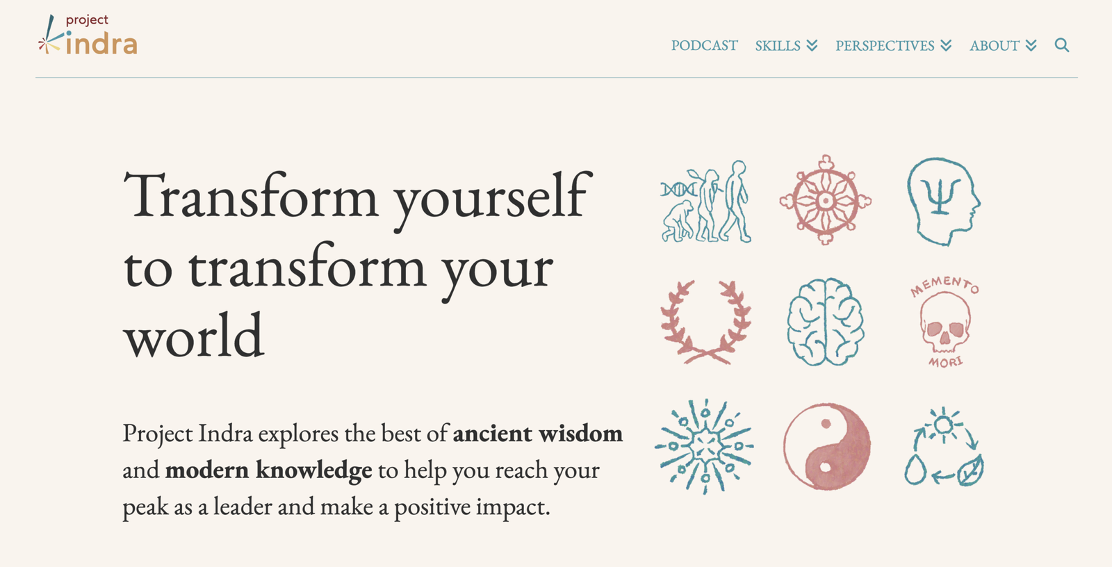 Project Indra website, ancient wisdom and modern knowledge to help impact leaders reach their peak